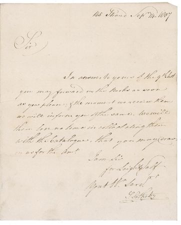 Lot #367 Samuel Sotheby Handwritten Letter Signed - Image 1