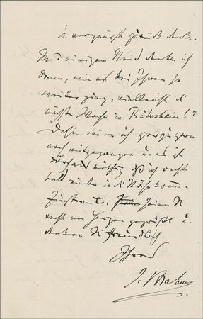 Lot #680 Johannes Brahms: Brahms longs to return to Rudesheim - Image 2