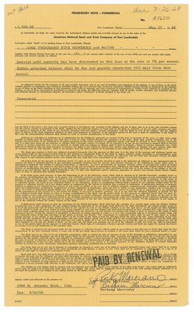 Lot #1204 Rocky Marciano: The undefeated champion of the world gets a loan - Image 1