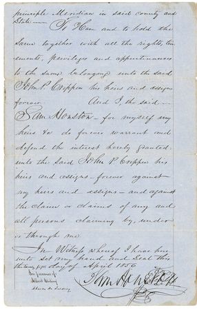 Lot #297 Sam Houston: Senator Sam Houston of Texas releases his claim on Illinois land obtained for his service in the War of 1812 in exchange for $1 - Image 2