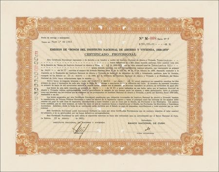 Lot #282 Ché Guevara: Proving his dislike of the Cuban financial sector and the class distinctions it brought, ?Che? signs a bank bond - Image 1