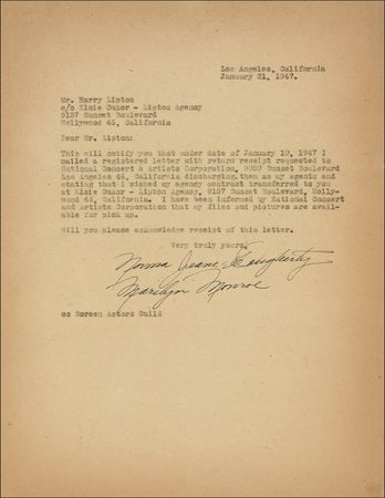 Lot #1015 Marilyn Monroe: Amazingly scarce