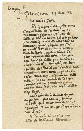 Lot #614 Camille Pissarro: The French Impressionist writes to his wife of their son, pending fees, hard work and “the imbeciles at the Hotel” - Image 1