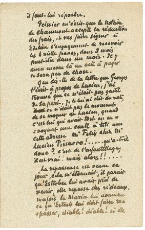 Lot #614 Camille Pissarro: The French Impressionist writes to his wife of their son, pending fees, hard work and “the imbeciles at the Hotel” - Image 2