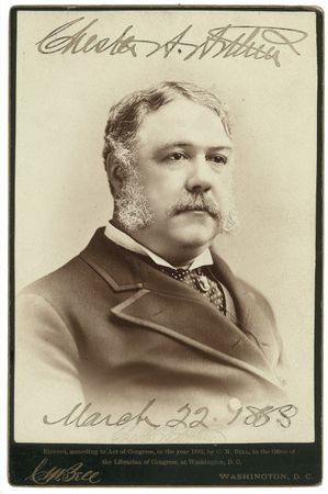 Lot #9 Chester A. Arthur: Pristine signed photo of