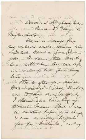 Lot #374 Charles Sumner: Severely beaten after criticizing his Senate opponents, a still-defiant Sumner laments “Oh! The crime which is now waging against Kansas! I yearn to denounce it again & to point my finger at its author” - Image 1
