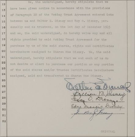Lot #664 Walt Disney Signed Document - Image 1