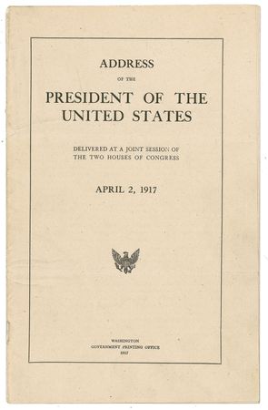Lot #201 Woodrow Wilson: Wilson signs a copy of his speech asking for a declaration of war against Germany - Image 2