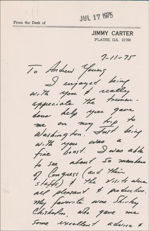 Lot #21 Jimmy Carter: The popular governor hints