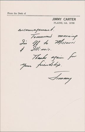 Lot #21 Jimmy Carter: The popular governor hints at national ambitions: ?I was able to see about 50 members of Congress (and their staffs) & the visits were all pleasant & productive? - Image 2