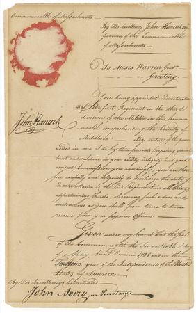 Lot #285 John Hancock: Hancock appoints a militia quartermaster in the wake of Shay?s Rebellion - Image 1