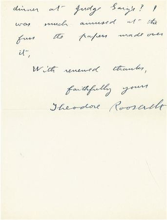 Lot #164 Theodore Roosevelt: Thanking his multi-millionaire friend for Christmas gifts which satisfied “both our aesthetic and our material desires” - Image 2