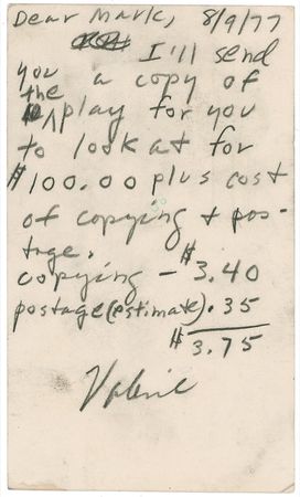 Lot #630 Valerie Solanas Signed Note - Image 1