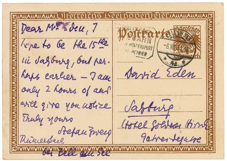 Lot #650 Stefan Zweig Handwritten Letter Signed - Image 1