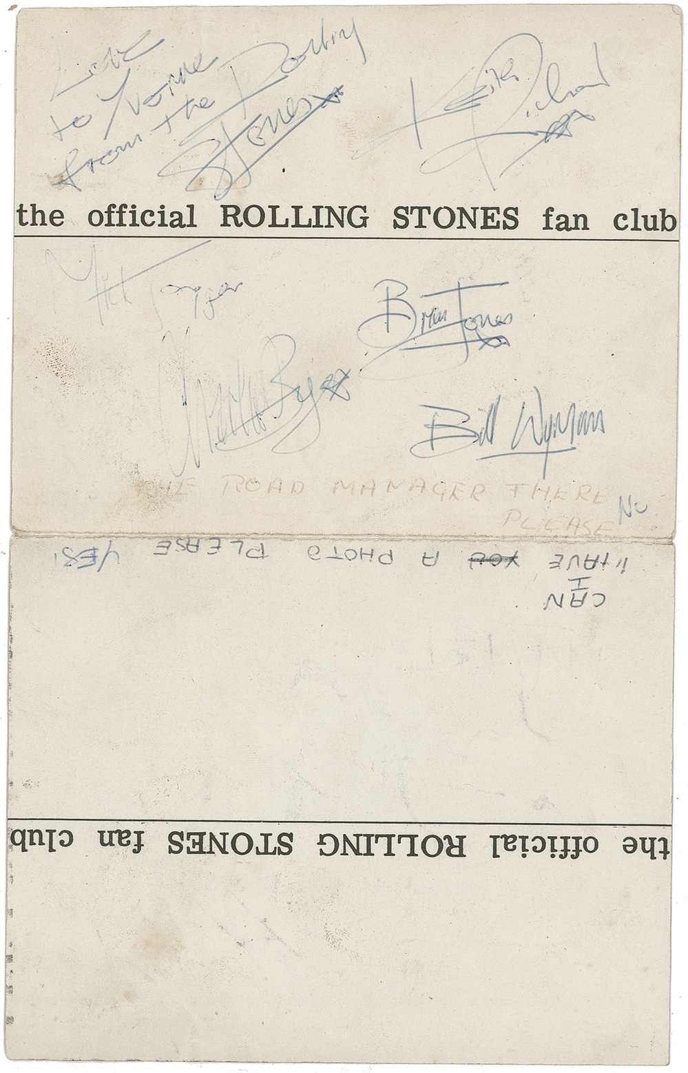 Lot 805 Rolling Stones: The Stones sign in ‘63, the year of their first single
