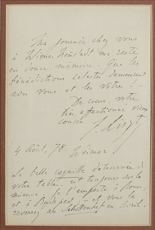 Lot #675 Franz Liszt: Liszt writes his cousin to reference a possible performance of Ferdinand von Saar’s work at Weimar - Image 3