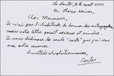 Lot #201 Carlos “The Jackal”: Very rare autograph response from Carlos the Jackal - Image 1