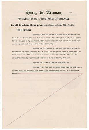 Lot #163 Harry S. Truman: President Truman seeks to right a perceived wrong of the Missouri political machine from his days as a senator - Image 2