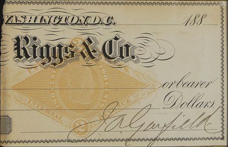 Lot #18 James A. Garfield: Unique Garfield check,