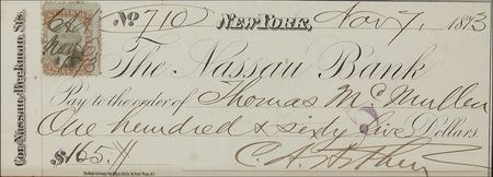 Lot #19 Chester A. Arthur: Arthur, as New York’s