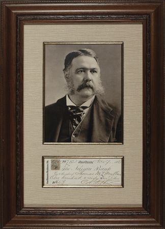 Lot #19 Chester A. Arthur: Arthur, as New York?s Collector of the Port, approves payment via signed and initialed check - Image 2