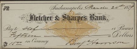 Lot #21 Benjamin Harrison: Harrison check