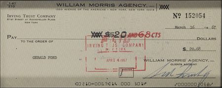 Lot #35 Gerald Ford: The House Minority Leader endorses a check for the Congressional Sergeant of Arms - Image 1