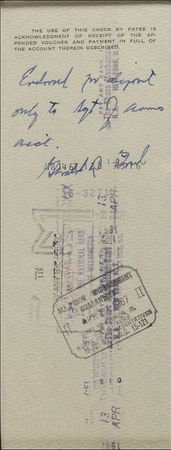 Lot #35 Gerald Ford: The House Minority Leader endorses a check for the Congressional Sergeant of Arms - Image 2