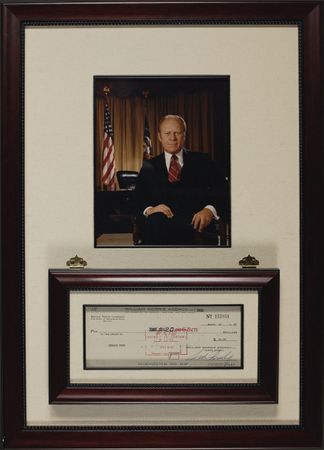 Lot #35 Gerald Ford: The House Minority Leader endorses a check for the Congressional Sergeant of Arms - Image 3