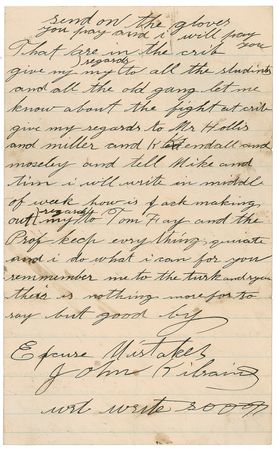 Lot #1184 Jake Kilrain: Kilrain writes a fellow boxer from the road: “I would like to have you down here but their is no money here yet there is no stock taking in boxing” - Image 2