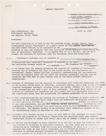 Lot #1147 George Foreman: Before heading to the Rumble in the Jungle, Foreman agrees to a Bob Hope special - Image 2