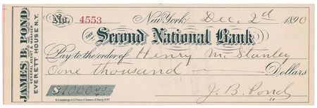 Lot #334 Henry M. Stanley Check - Image 1