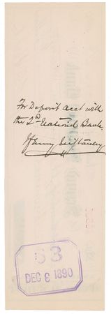 Lot #334 Henry M. Stanley Check - Image 2