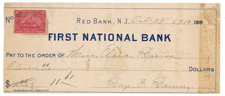 Lot #185 Clara Barton Check - Image 1