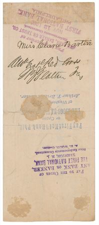 Lot #185 Clara Barton Check - Image 2