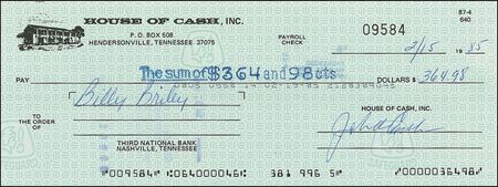 Lot #727 Johnny Cash Checks - Image 1