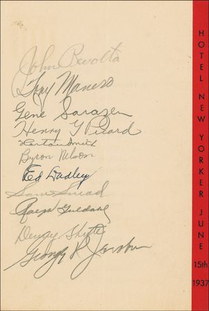 Lot #1155 Golf: Ryder Cup: Ten members of the 1937 Ryder Cup team, including Nelson, Sarazen, and Snead, attend a bon voyage dinner before competition - Image 1