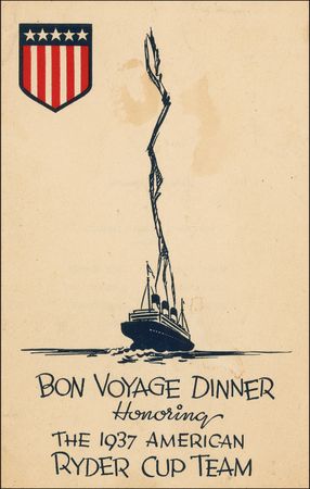 Lot #1155 Golf: Ryder Cup: Ten members of the 1937 Ryder Cup team, including Nelson, Sarazen, and Snead, attend a bon voyage dinner before competition - Image 3