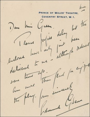 Lot #908 Edmund Gwenn Handwritten Letter Signed - Image 1