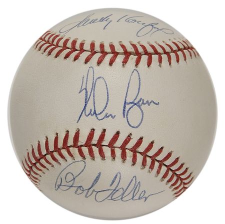Lot #1187 Sandy Koufax, Nolan Ryan, and Bob Feller Baseball - Image 1