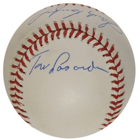Lot #1186 Sandy Koufax, Duke Snider, and Tommy Lasorda Baseball - Image 2