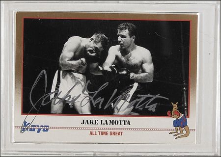 Lot #1193 Jake LaMotta Trunks, Photograph and Card - Image 2