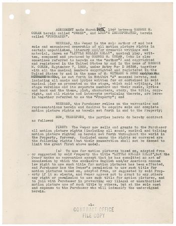 Lot #871 George M. Cohan: Cohan agrees to terms for a film version of Little Nellie Kelly - Image 1