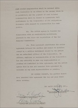 Lot #877 Bing Crosby: Crosby agrees to appear in his famous role in Going My Way, signed with both his stage and legal name - Image 2