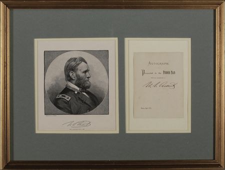 Lot #81 U. S. Grant: President Grant presents his signature to the French Fair - Image 1