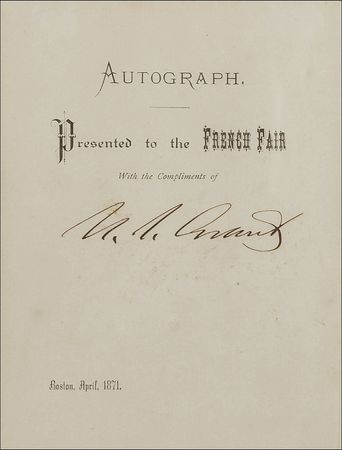 Lot #81 U. S. Grant: President Grant presents his signature to the French Fair - Image 2