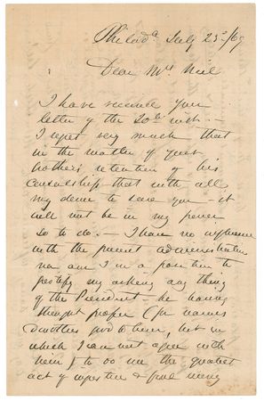 Lot #403 George G. Meade: Passed over for promotion in favor of Sheridan, a frustrated Meade confesses a lack of influence with Grant: “I have no influence with the present administration nor am I in a position to justify my asking anything of the President” - Image 1