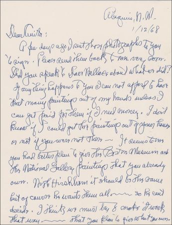 Lot #582 Georgia O’Keeffe Handwritten Letter Signed - Image 1