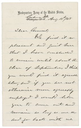 Lot #83 U. S. Grant: Relaxing at home in Illinois during the 1868 presidential campaign, Grant invites a former staff officer to visit him - Image 1