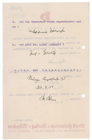 Lot #365 Wilhelm Wien Questionnaire - Image 2